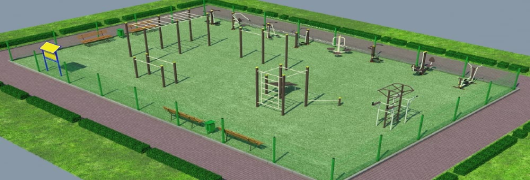 Проект спортивной воркаут площадки с уличными тренажерами в Кирове