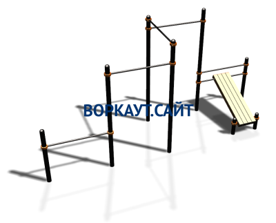 Воркаут комплекс разноуровневых турников со скамьей для пресса ВС-37 в Кирове
