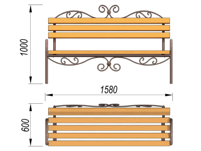 Лавочка кованная МАФ 1606 в Кирове