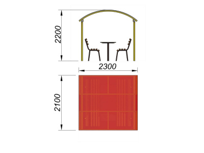 Стол и лавки под навесом МАФ 4005 в Кирове