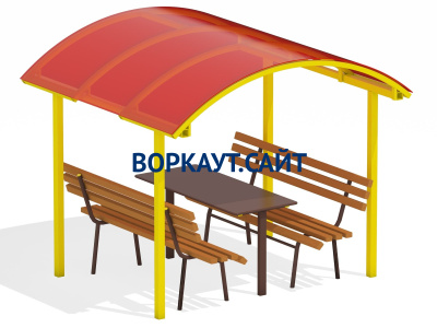 Стол и лавки под навесом МАФ 4005 в Кирове
